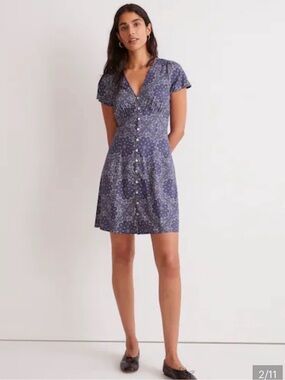 ❤️… MADEWELL Floral / Paisley Shirred Button-Front Mini Dress
